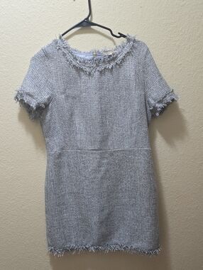 NWT Just Me Gray Tweed Short-Sleeve Mini Dress